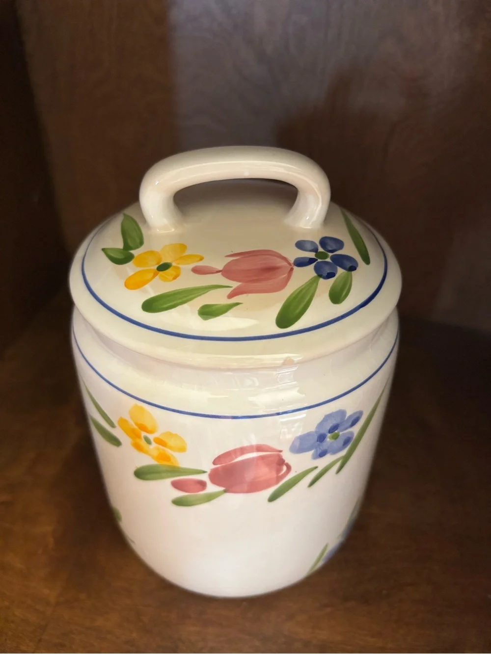 Ceramic Floral Canister Set - White with Multicolor Flowers